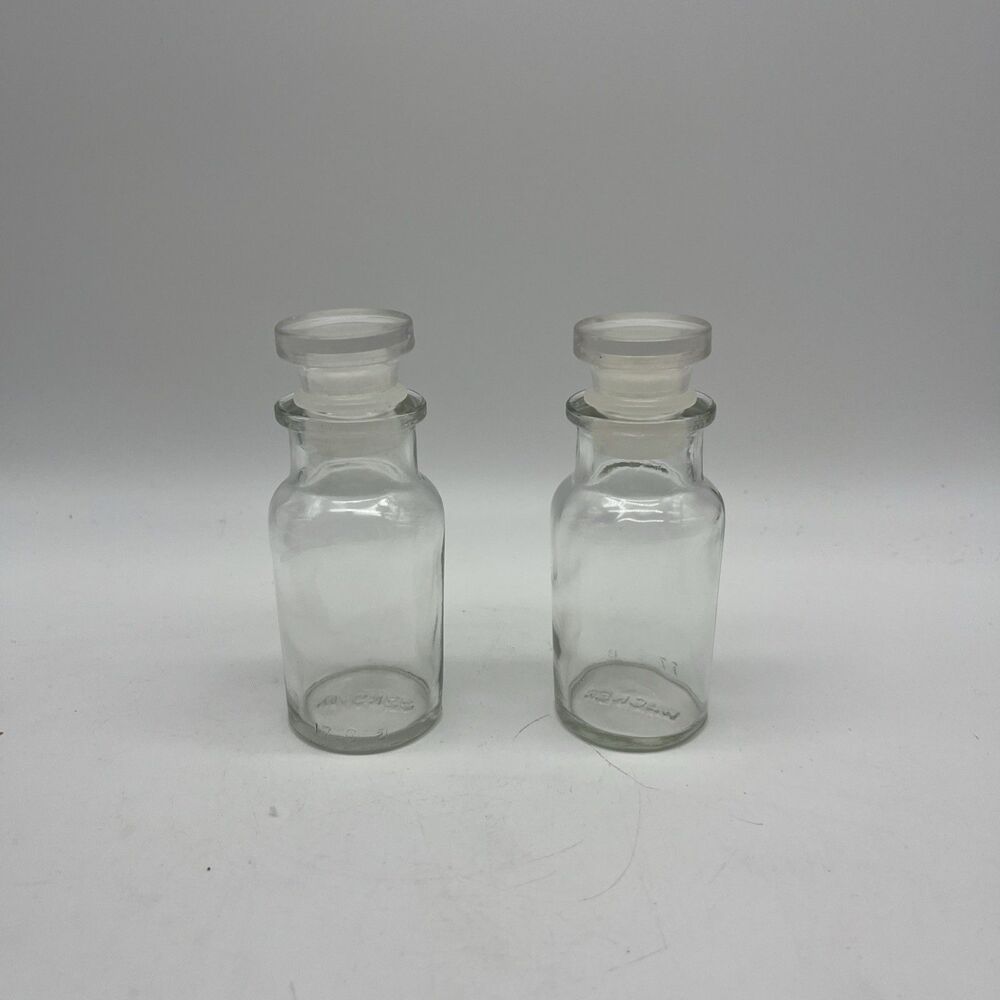 Vintage Wagner Spice Jars Bottles with Lid and  Stoppers, Set of 2
